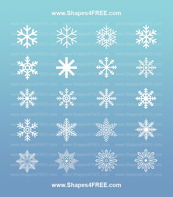 20 Snowflakes Photoshop Custom Shapes Photoshop Custom Shapes